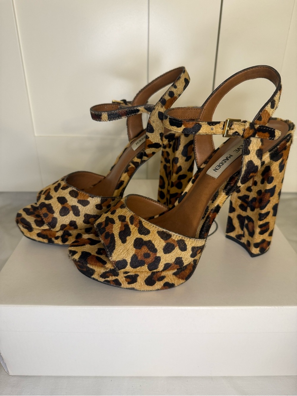 Steve Madden Leopard Print Platform Heels - Brown and Black - Picture 2 of 7